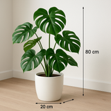 Planta Artificial Monstera Deliciosa 80cm com Vaso Cerâmica