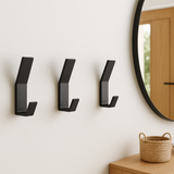 Kit 3 Ganchos Decorativos de Parede Metal Preto Geométrico